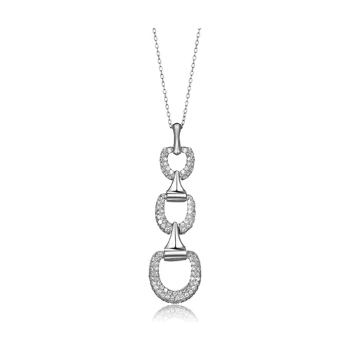 Diamondlite Cubic Zirconia Horsebit Long Link Necklace - Silver