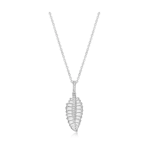 Diamondlite Cubic Zirconia Paradise Baguette Leaf Necklace - Silver
