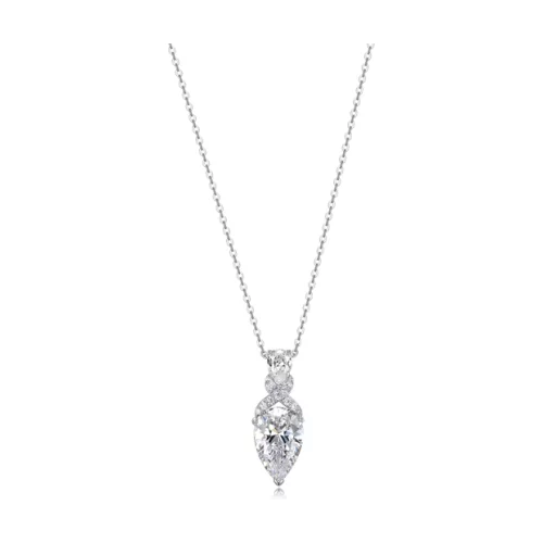 Diamondlite Cubic Zirconia Pear Pendant On Cable Chain - Silver