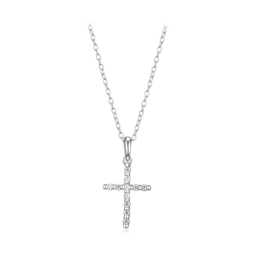 Diamondlite Cubic Zirconia Slim Cross Necklace - Silver