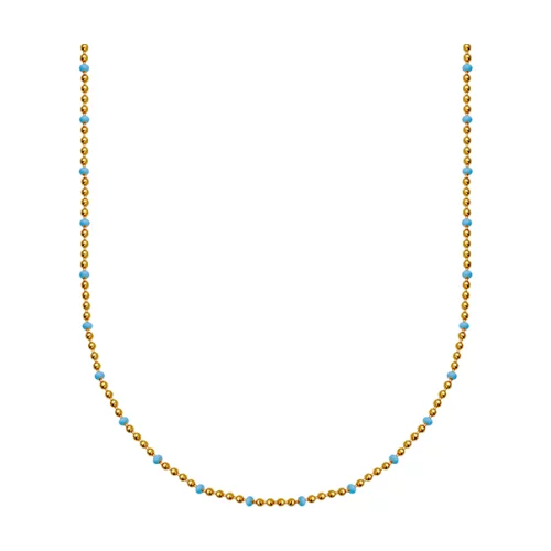 Enamel Bead Chain Necklace In Sterling Silver - Turquoise and Gold
