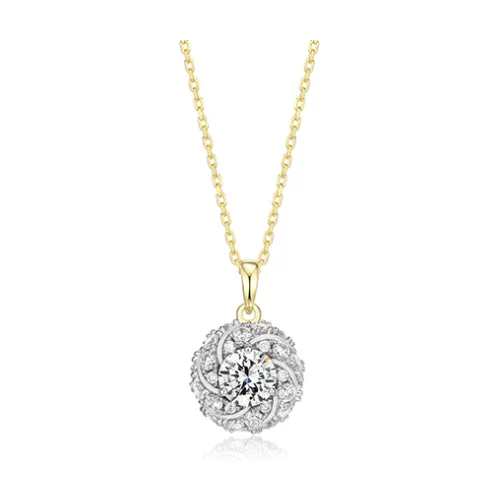 Charles Garnier Sterling Silver "Gleam" Cubic Zirconia Ball Pendent Necklace - Gold