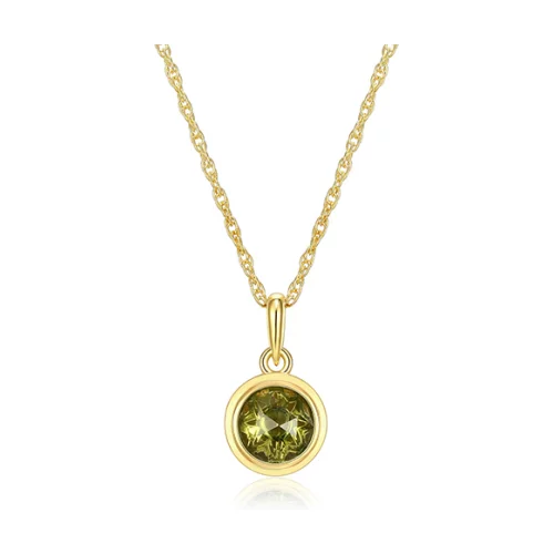 Celebration Gems 6mm Genuine Peridot North Star AUG Birthstone Necklace - Gold