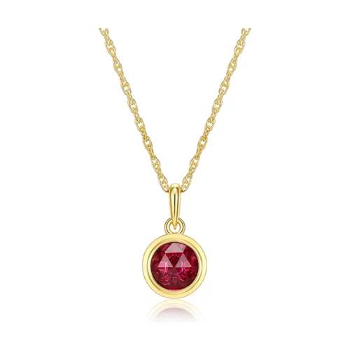 Celebration Gems 6mm Created Ruby North Star JULY Birthstone Necklace - Gold