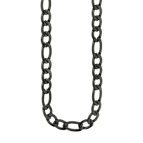 STEELX 9mm Figaro Chain Necklace - Black - 20"