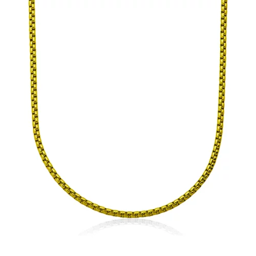 STEELX 3mm Round Box Chain Necklace - Gold