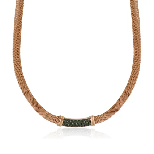 CJ Steelx CZ Mesh Necklace - Rose and Black