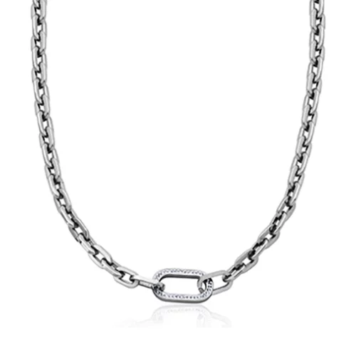 Colliers à maillons en acier inoxydable CJ Steelx avec accent en cristal Preciosa.