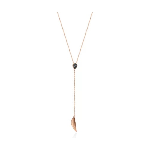 Collier feuille Lariat CJ Steelx en or rose IP