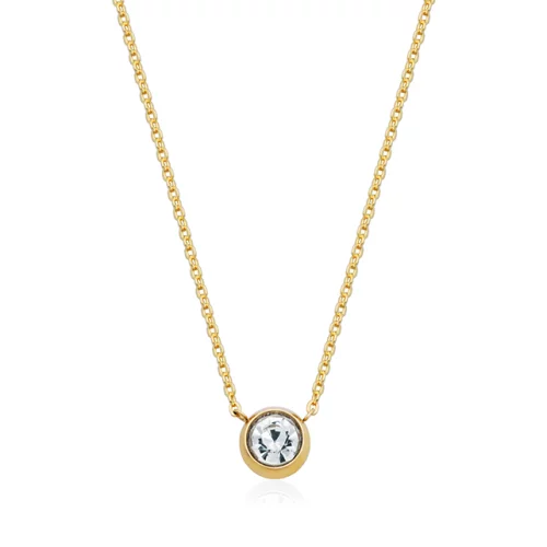 CJ Steelx 6mm Crystal Round Bezel Set Necklace - Gold