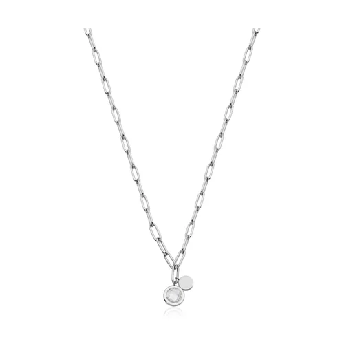 CJ Steelx Link Chain Necklace with Preciosa Crystal - Silver