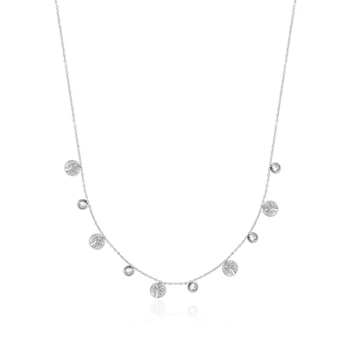 CJ Steelx Tree of Life and Crystal Necklace - Silver
