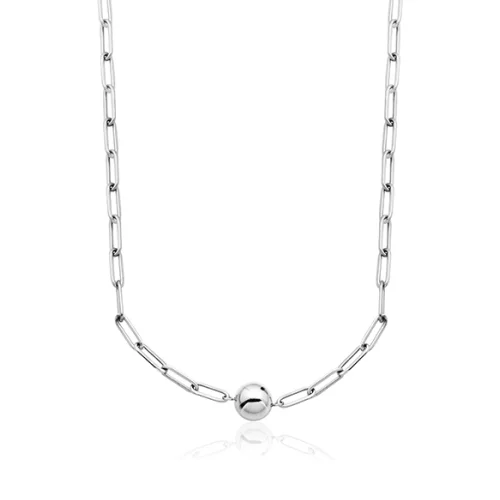 CJ Steelx Link Chain and Bead Necklace - Silver
