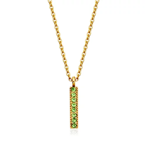 CJ Steelx Peridot Crystal Birthstone Bar Necklace - August