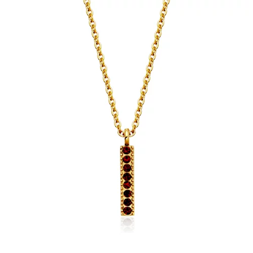 CJ Steelx Siam Crystal Birthstone Bar Necklace - January