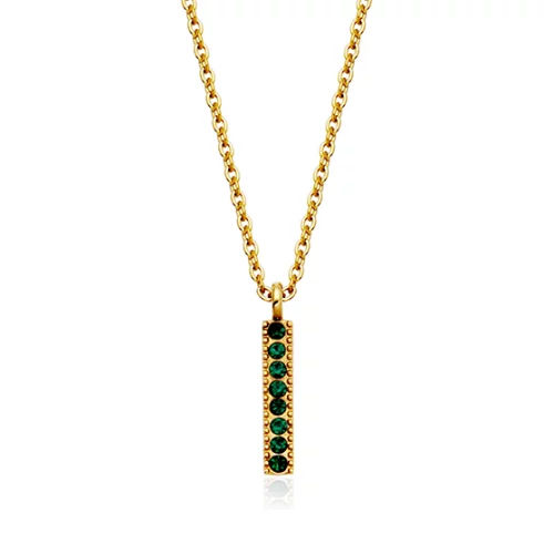 CJ Steelx Emerald Crystal Birthstone Bar Necklace - May
