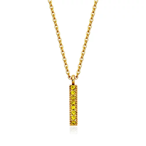 CJ Steelx Citrine Crystal Birthstone Bar Necklace - November