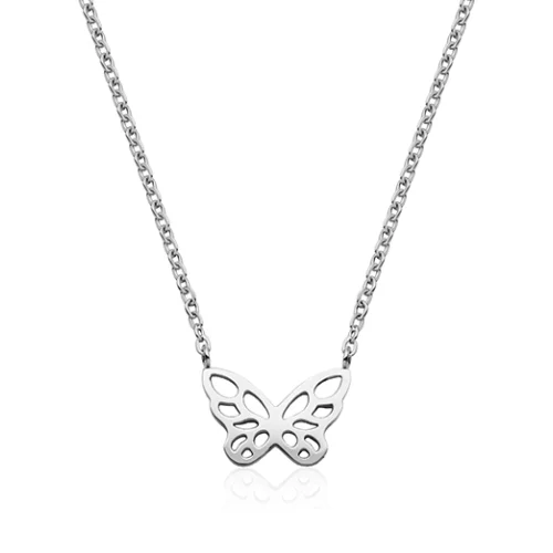 CJ Steelx Butterfly Necklace - Silver