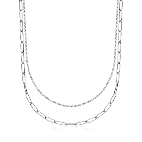 CJ Steelx Layered Link Necklace - Silver