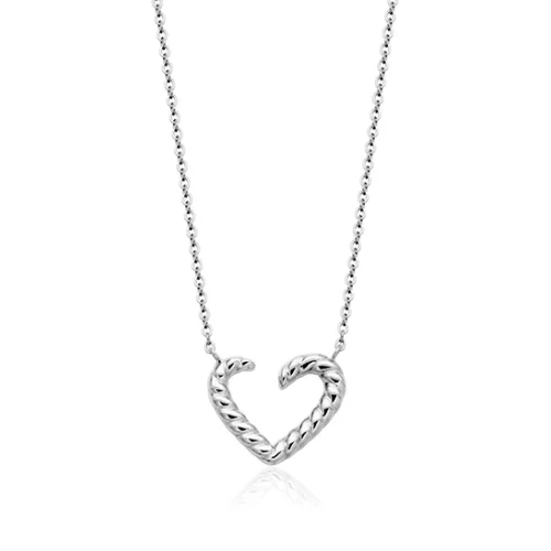 CJ Steelx Twisted Heart Necklace - Silver