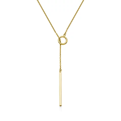 CJ Steelx Circle and Bar Lariat Necklace - Gold