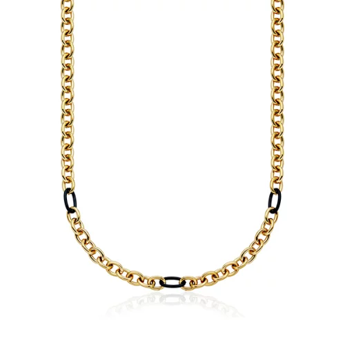 CJ Steelx 7.5 mm Cable Link Necklace - Black and Gold