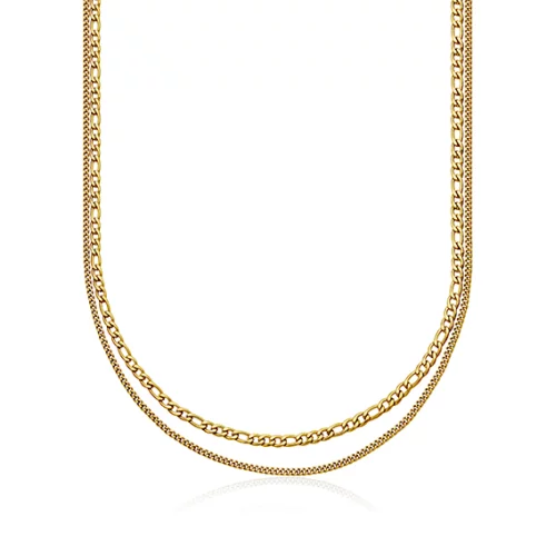 CJ Steelx Mixed Link Double Chain Necklace - Gold