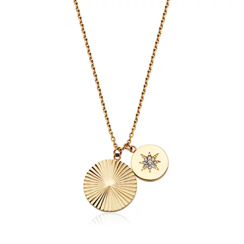 CJ Steelx Sunray Crystal Necklace - Gold