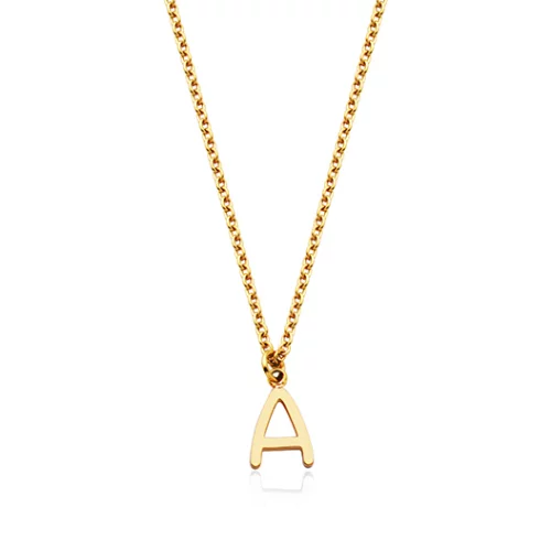 CJ Steelx Carded Letter "A" Necklace - Gold