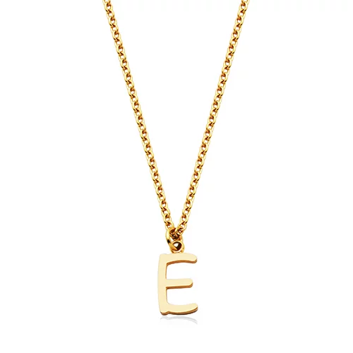 CJ Steelx Carded Letter "E" Necklace - Gold