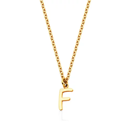 CJ Steelx Carded Letter "F" Necklace - Gold