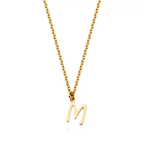 CJ Steelx Carded Letter "M" Necklace - Gold