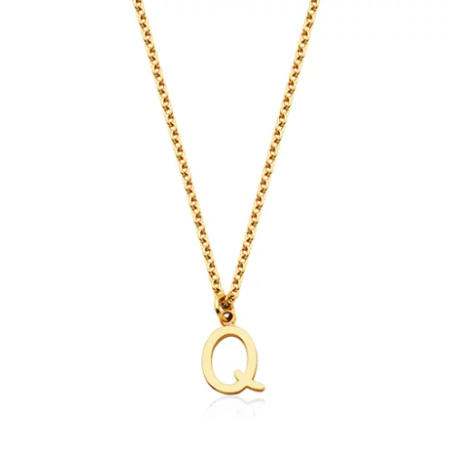 CJ Steelx Carded Letter "Q" Necklace - Gold
