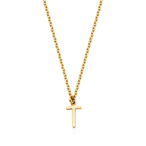 CJ Steelx Carded Letter "T" Necklace - Gold