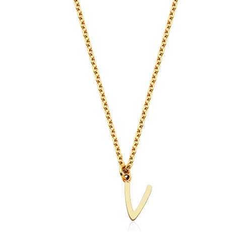 CJ Steelx Carded Letter "V" Necklace - Gold