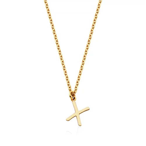 CJ Steelx Carded Letter "X" Necklace - Gold
