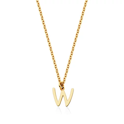 CJ Steelx Carded Letter "W" Necklace - Gold