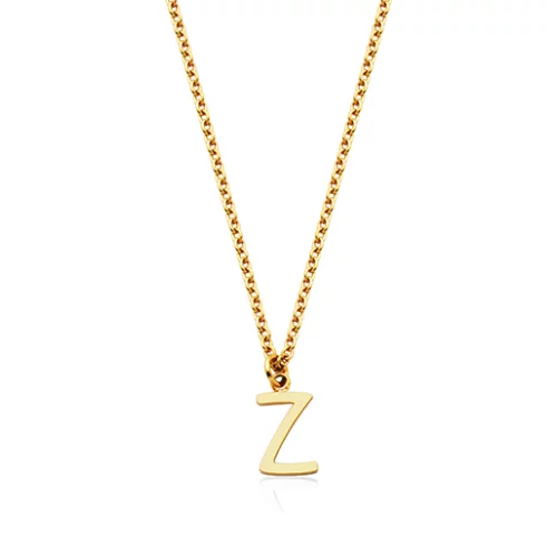 CJ Steelx Carded Letter "Z" Necklace - Gold