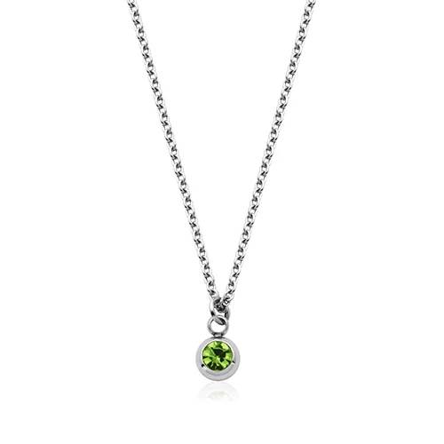 CJ Steelx Carded "August" Peridot Crystal Necklace - Silver