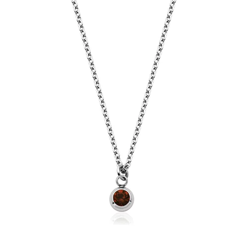 CJ Steelx Carded "January" Garnet Crystal Necklace - Silver