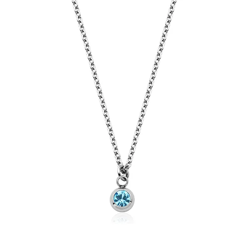 CJ Steelx Carded "March" Aquamarine Crystal Necklace - Silver