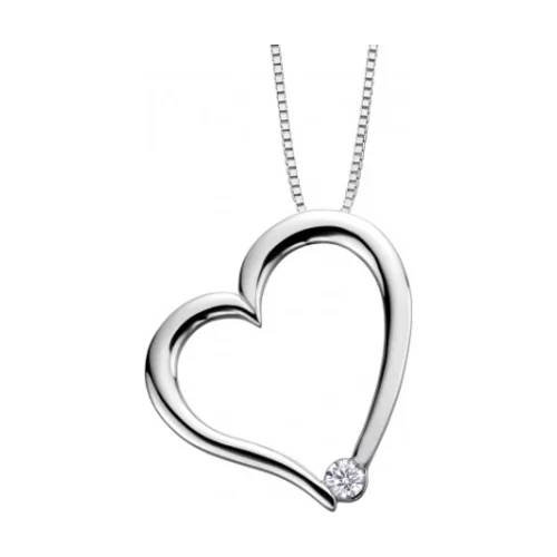 Canadian Diamond Solitaire Heart Pendant in 10K White Gold (0.03 CT.)