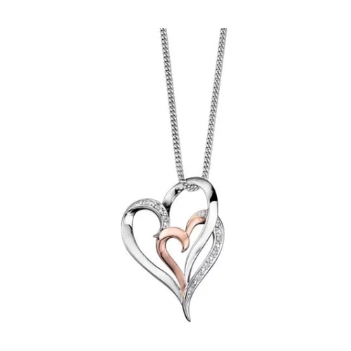 Diamond Double Heart Pendant in 10K White & Rose Gold (0.035 CT. T.W.)