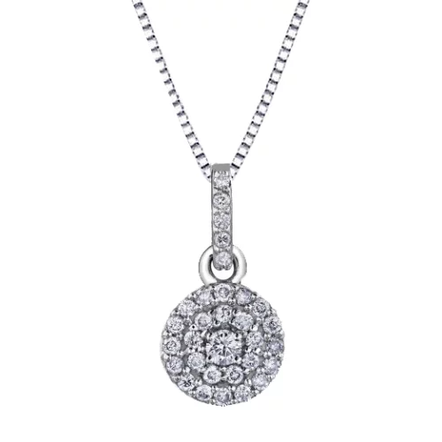Canadian Diamond Double Frame Pendant in 10K White Gold (0.175 CT.)
