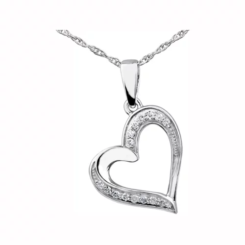 Diamond Heart Pendant in 10K White Gold (0.05 CT. T.W.)