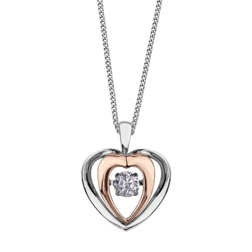 Double Heart Diamond Solitaire Pendant in 10K White & Rose Gold (0.15 CT. T.W.)