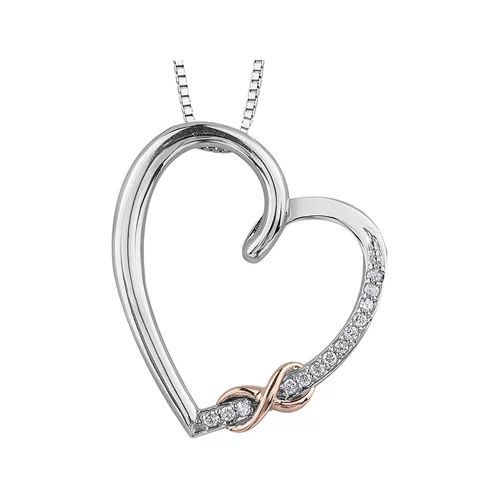 Diamond Heart Pendant in 10K White & Rose Gold (0.039 CT. T.W.)