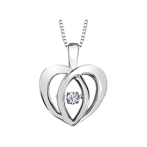 Diamond Solitaire Heart Pendant in Sterling Silver (0.05 CT.)