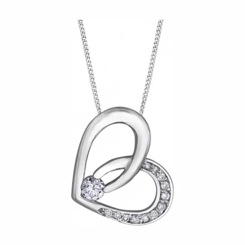 Canadian Diamonds Heart Pendant in 10K White Gold (0.102 CT TW)