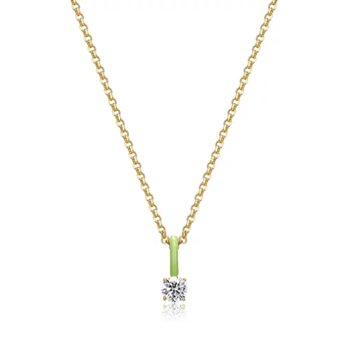 Cotton Candy Collection Round Diamondlite Cubic Zirconia with Enamel Pendant - Green